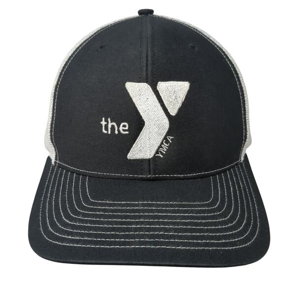 The YMCA Snapback Trucker Hat Black One Size Adjustable Mesh Back Richardson - Picture 1 of 10